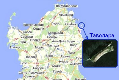 Остров Таволара на карте